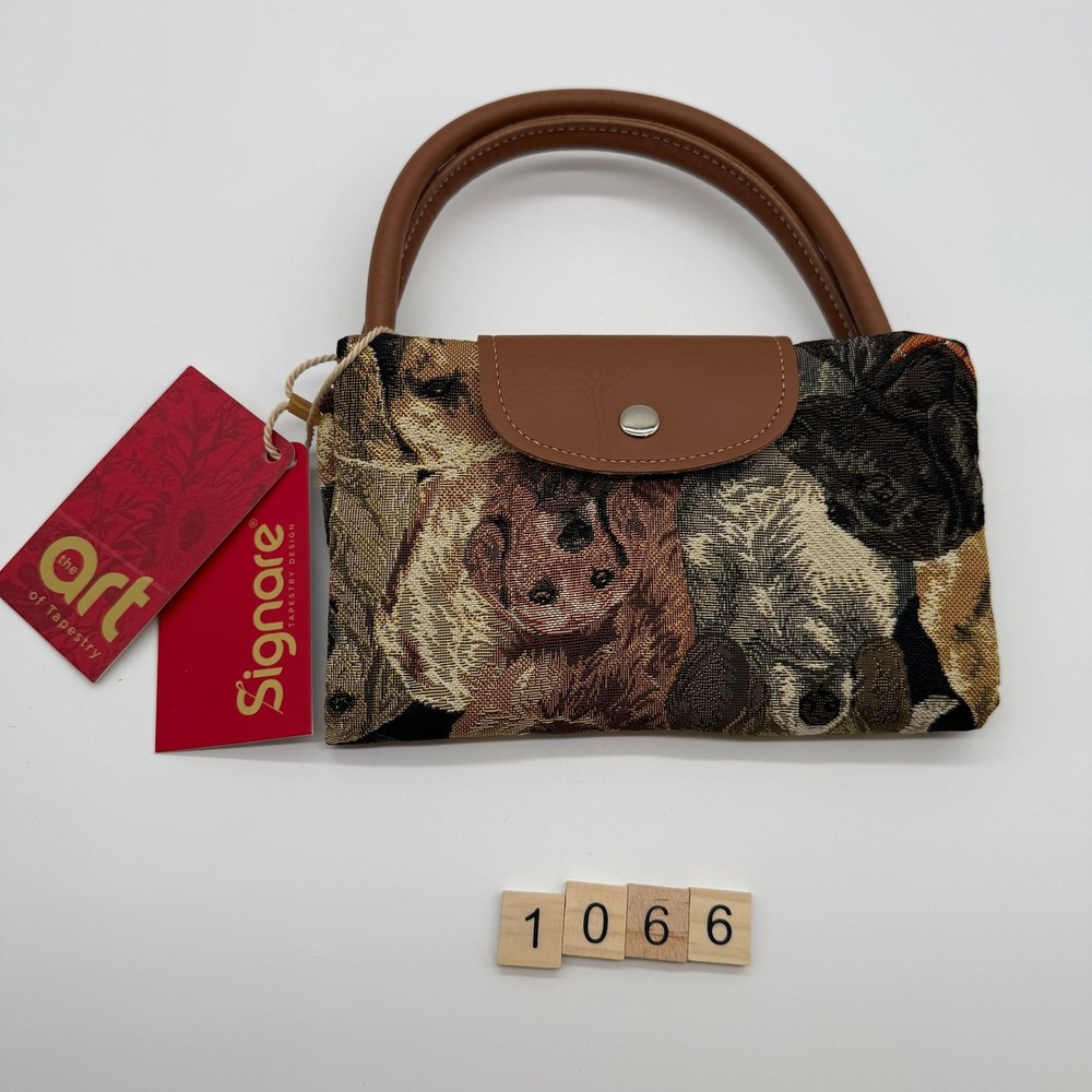 Signare Tapestry Foldable Tote Bag Golden Retriever Labrador Dog Print NWT